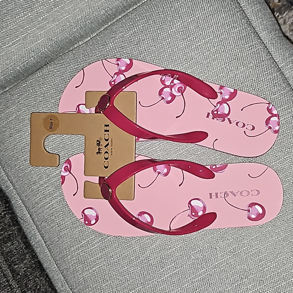 Cherry Pink Coach Zayn Flip Flops